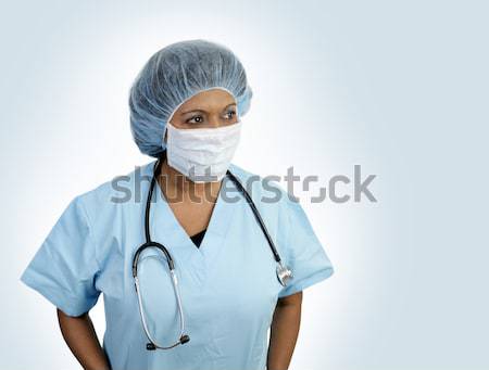 Chirurgisch Blues isoliert Arzt Maske Stock foto © lisafx