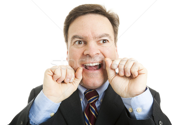 Jó orális higiénia üzletember fogak fogselyem Stock fotó © lisafx