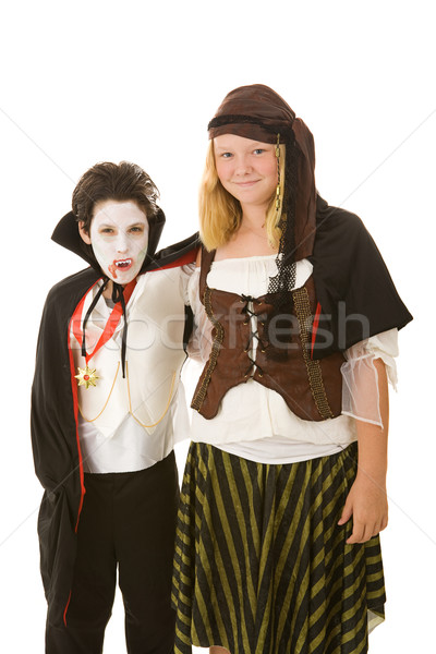 Halloween Kinder Bruder Schwester Kostüme isoliert Stock foto © lisafx