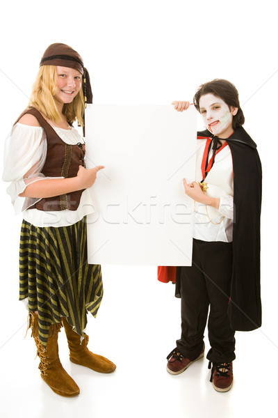 Halloween Kids Holding Sign Stock photo © lisafx