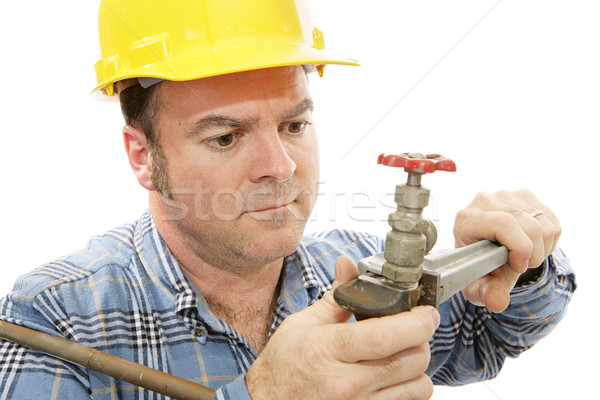 Construction plombier vue travail robinet Photo stock © lisafx