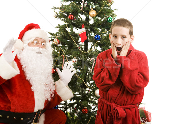 Stock photo: Santa and Child Christmas Surprise