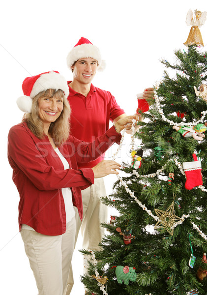 Insieme figlio madre albero di natale Foto d'archivio © lisafx