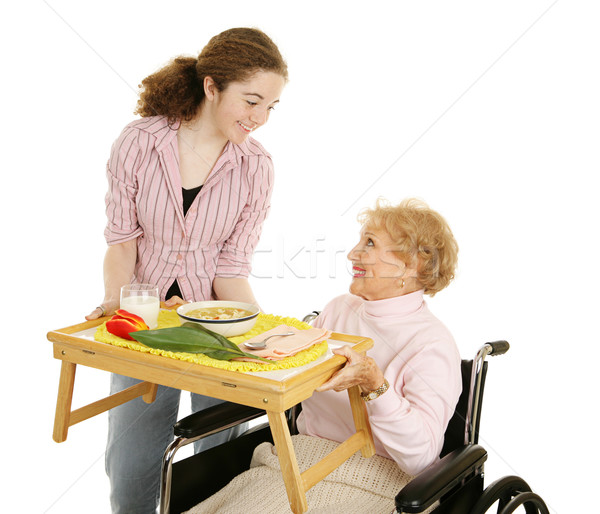 Teen soep vrijwilliger gehandicapten senior Stockfoto © lisafx