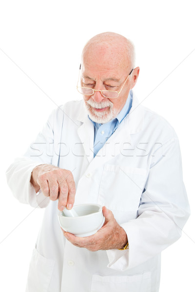Gyógyszerész gyógyszer keverék izolált fehér orvos Stock fotó © lisafx