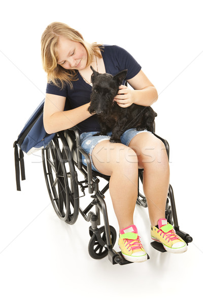 Disabled Girl Comforts Dog Stock photo © lisafx