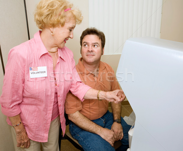 投票 説明書 有権者 新しい マシン 高齢者 ストックフォト © lisafx