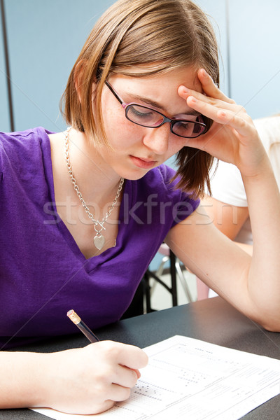 Testen onderwijs middelbare school meisje prestatie Stockfoto © lisafx