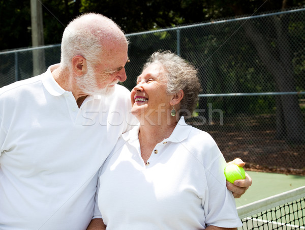 Foto d'archivio: Anziani · attivi · romance · attivo · romantica · tennis