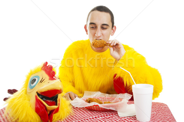 De comida rápida dieta trabajador pollo traje romper Foto stock © lisafx