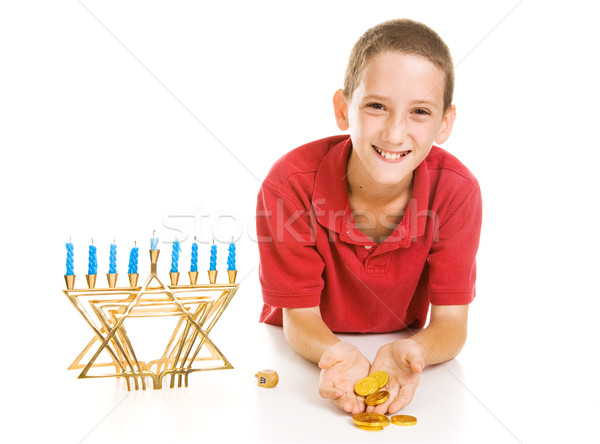 Hanukkah Boy Holding Gelt Stock photo © lisafx