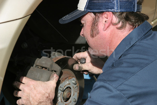 Foto stock: Mecânico · de · automóveis · trabalhar · trabalhando · homens · azul · Óleo