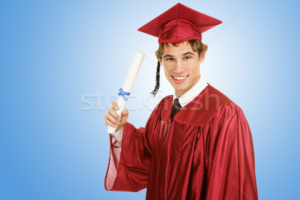 商業照片: 畢業 · 藍色 · 英俊 · 年輕 · 文憑