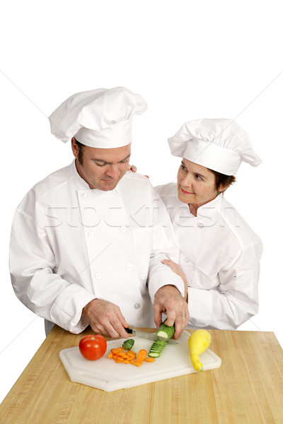 Chef school aanmoediging stagiair recept instructeur Stockfoto © lisafx