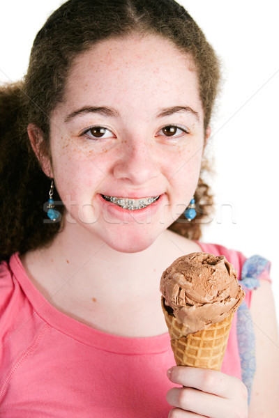 Girl with Braces Eating Ice Cream Stock photo © lisafx