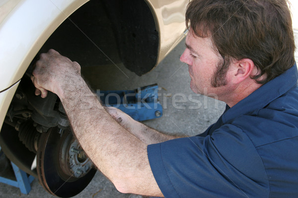 Freno Trabajo mecánico de trabajo coches hombres Foto stock © lisafx