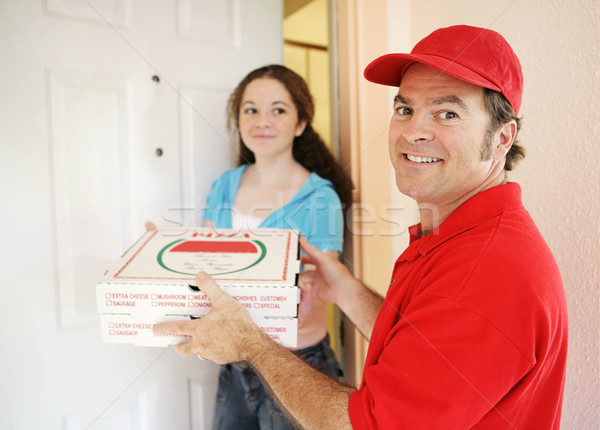 Pizza Delivery Man with Customer Stock photo © lisafx