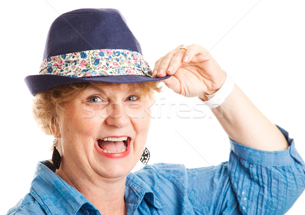 Foto stock: Mujer · feliz · riendo · retrato