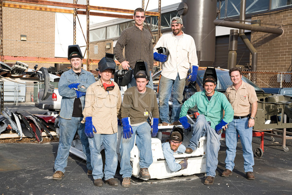 Gyár munkások felügyelő csoport fém pózol Stock fotó © lisafx