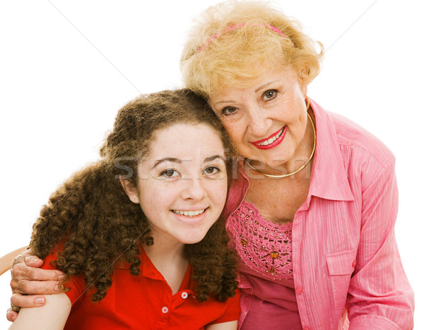 Grootmoeder kleindochter portret teen witte familie Stockfoto © lisafx