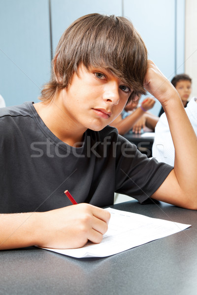 Komoly iskolás fiú kamasz elvesz teszt osztály Stock fotó © lisafx