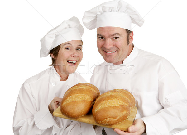 Foto stock: Dos · feliz · masculina · femenino · chef