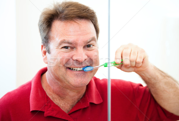 Stock foto: Gut · Zahnhygiene · glücklich · lächelnd · Mann · gerade