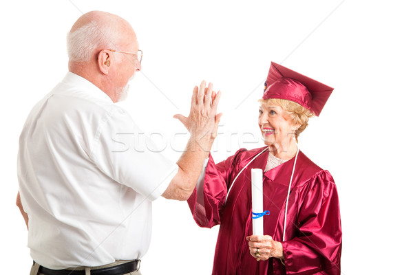 Laurea il cinque senior donna liceo Foto d'archivio © lisafx