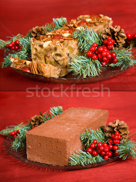 Torta di frutta mattone confronto Natale entrambi Foto d'archivio © lisafx