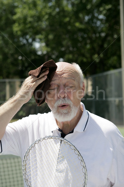 Forró fáradt idős férfi hegyorom tenisz Stock fotó © lisafx