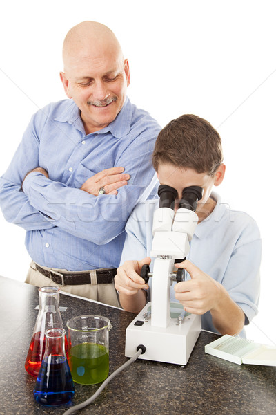 Bilim öğretmen öğrenci dikey görmek izlerken Stok fotoğraf © lisafx