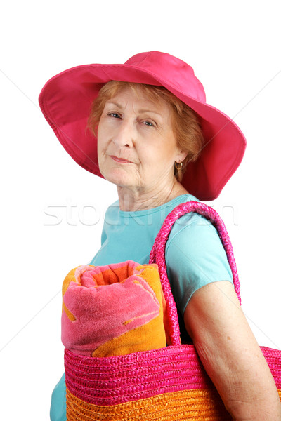 лет старший серьезный Lady готовый пляж Сток-фото © lisafx