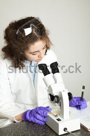Sądowy naukowiec próba patrząc krwi Zdjęcia stock © lisafx