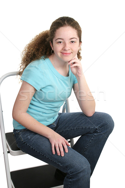 Stockfoto: Teen · tshirt · stijlvol · schoolmeisje