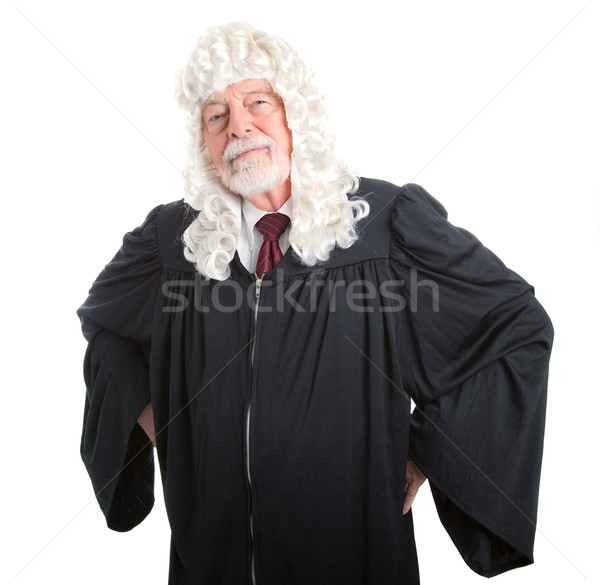 Popa britânico juiz peruca mãos quadris Foto stock © lisafx