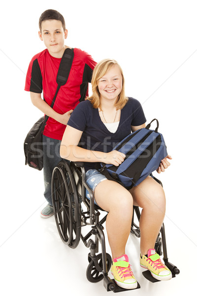 Gehandicapten student broer teen jongen vriend Stockfoto © lisafx