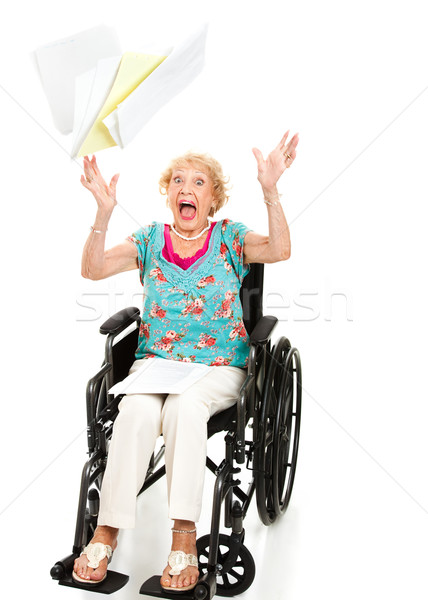 Túlterhelt orvosi számlák idős nő sikít Stock fotó © lisafx