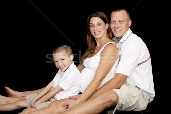 Várandós családi portré szerető család fekete anya Stock fotó © lisafx