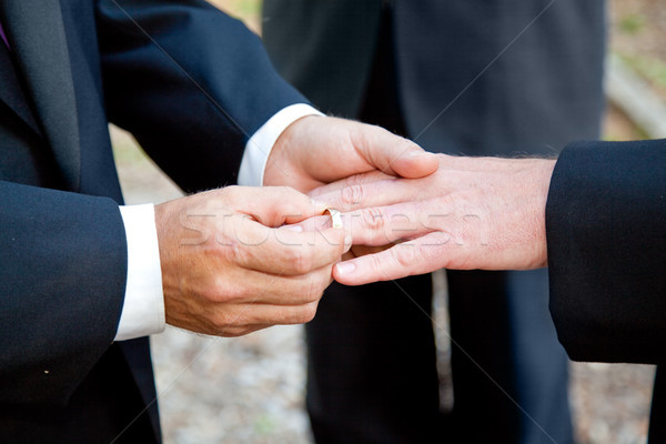 Gay wedding anelli due uomini cerimonia di nozze Foto d'archivio © lisafx