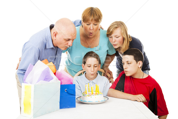 Birthday Family Blows Candles Stock photo © lisafx