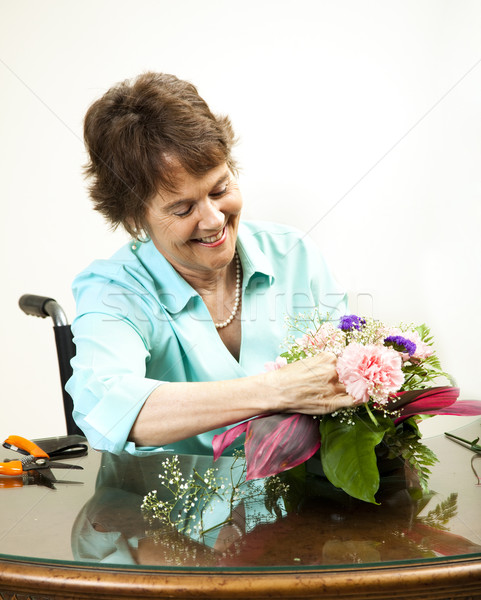 Bloemen mooie gehandicapten vrouw boeket medische Stockfoto © lisafx