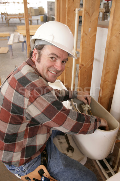 Plumber Repairs Toilet Stock photo © lisafx