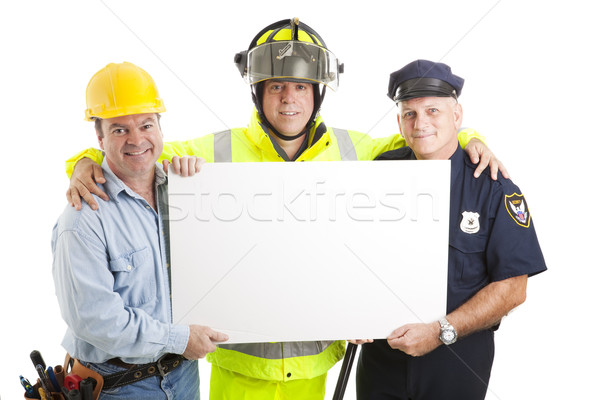 Ragazzi segno pompiere poliziotto Foto d'archivio © lisafx