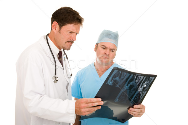 Wyniki testów radiolog chirurg zmartwiony mri odizolowany Zdjęcia stock © lisafx