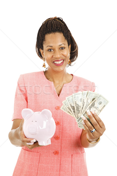Beautiful Woman Saving Money Stock photo © lisafx