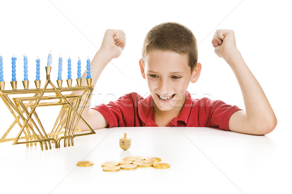 Boy Spinning the Chanukah Dreidel Stock photo © lisafx