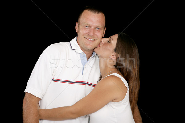 Verwachtend paar liefde jonge zwangere vrouw zoenen Stockfoto © lisafx