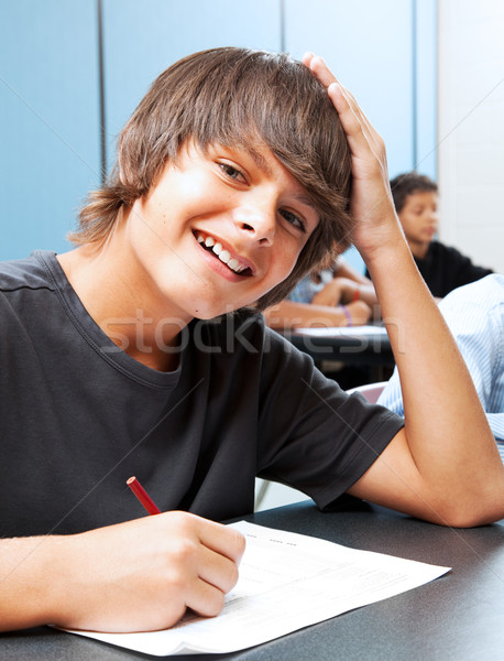 Uśmiechnięty przyjazny dorastający chłopca szkoły Zdjęcia stock © lisafx
