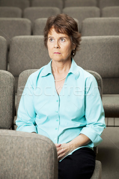 Culpa mujer madura vacío iglesia rezando perdón Foto stock © lisafx