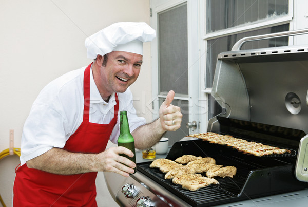 Maakt een reservekopie veranda bbq man koken Stockfoto © lisafx